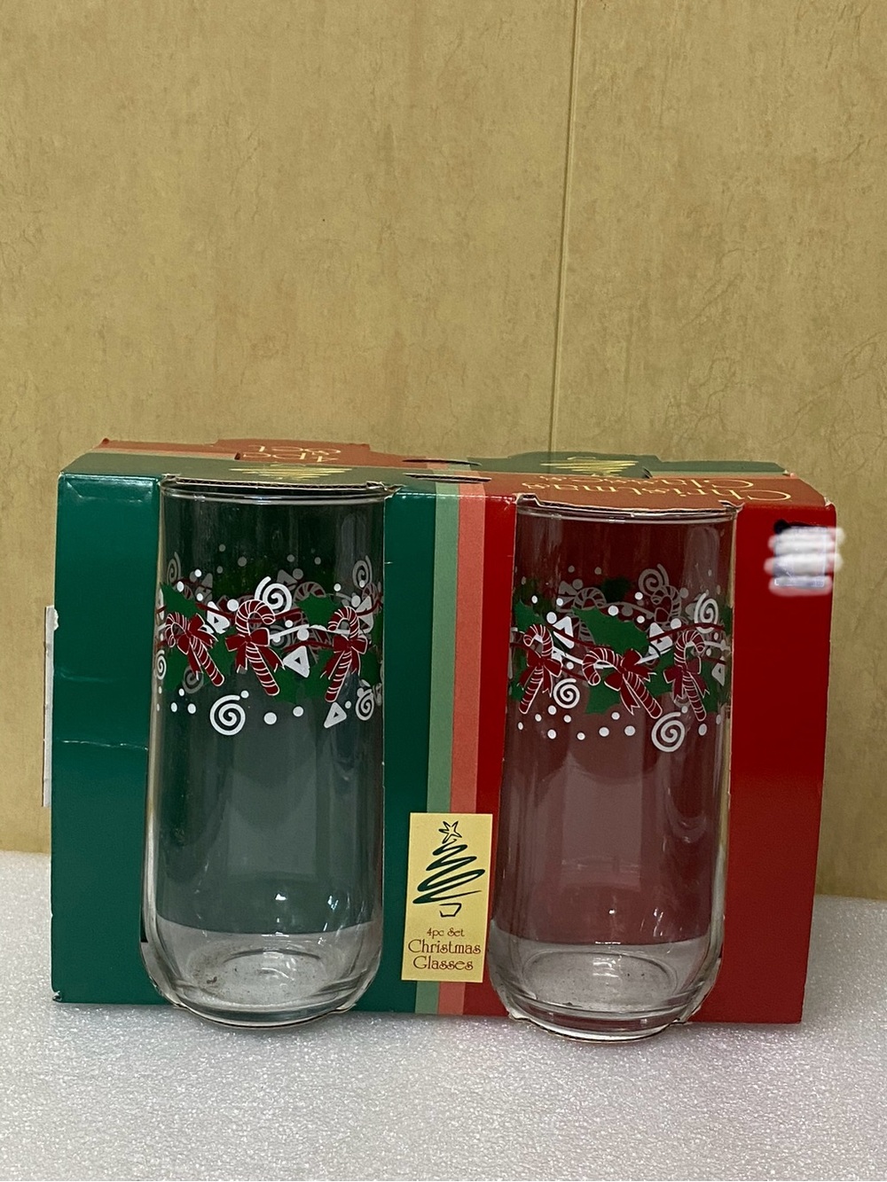 Vintage Candy Cane Set Of 4 glasses Tumblers